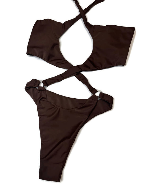 Brown Cross Over Bikini