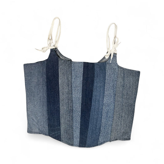 Denim Corset with Straps - Multicolor Wash