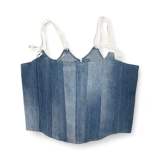 Denim Corset with Straps - Light Wash